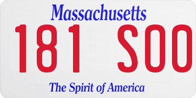MA license plate 181SO0