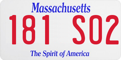 MA license plate 181SO2