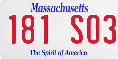 MA license plate 181SO3