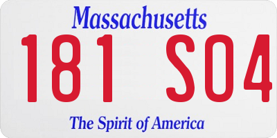 MA license plate 181SO4