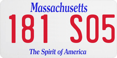 MA license plate 181SO5
