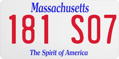MA license plate 181SO7