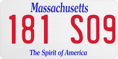 MA license plate 181SO9