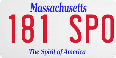 MA license plate 181SP0