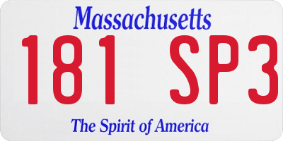 MA license plate 181SP3