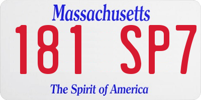 MA license plate 181SP7