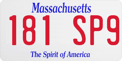 MA license plate 181SP9