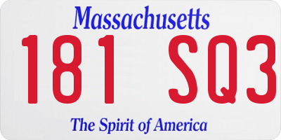 MA license plate 181SQ3