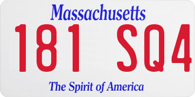 MA license plate 181SQ4