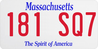 MA license plate 181SQ7