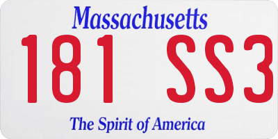 MA license plate 181SS3