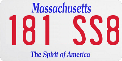 MA license plate 181SS8