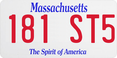 MA license plate 181ST5