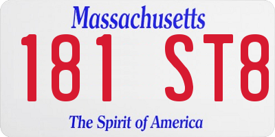 MA license plate 181ST8