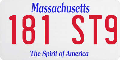 MA license plate 181ST9