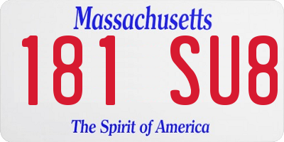 MA license plate 181SU8