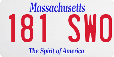 MA license plate 181SW0