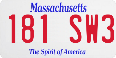 MA license plate 181SW3