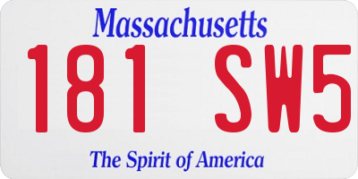 MA license plate 181SW5