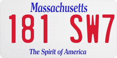 MA license plate 181SW7