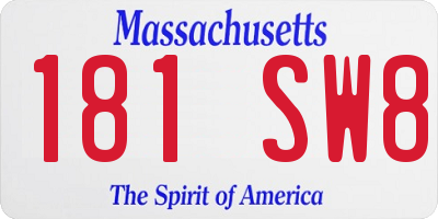 MA license plate 181SW8