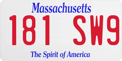 MA license plate 181SW9