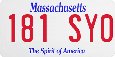MA license plate 181SY0