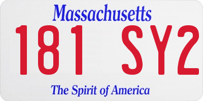 MA license plate 181SY2