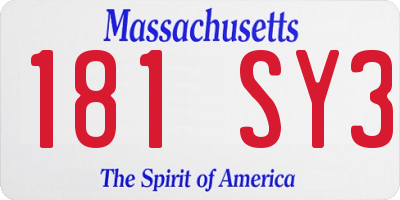MA license plate 181SY3