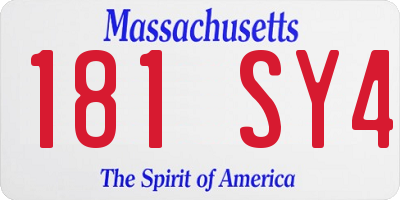 MA license plate 181SY4