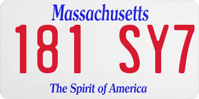 MA license plate 181SY7