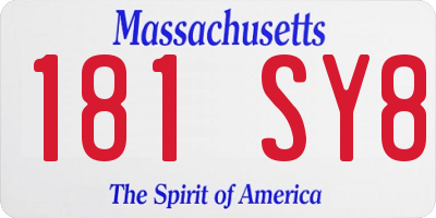 MA license plate 181SY8