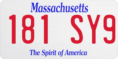 MA license plate 181SY9