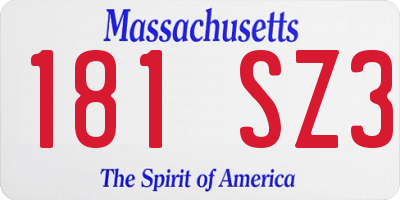MA license plate 181SZ3