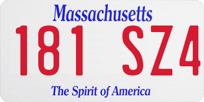 MA license plate 181SZ4