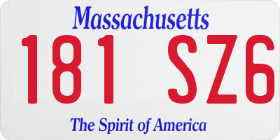MA license plate 181SZ6