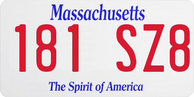 MA license plate 181SZ8