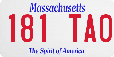 MA license plate 181TA0