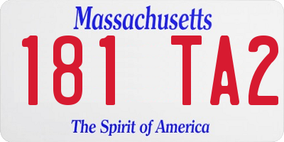 MA license plate 181TA2