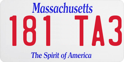 MA license plate 181TA3