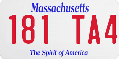 MA license plate 181TA4