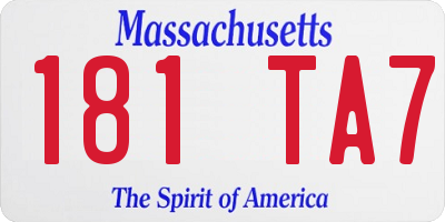 MA license plate 181TA7