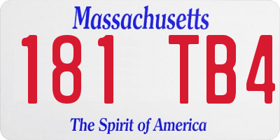 MA license plate 181TB4