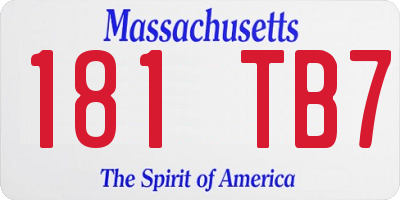 MA license plate 181TB7
