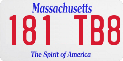 MA license plate 181TB8