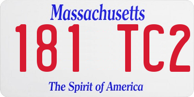 MA license plate 181TC2