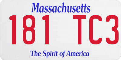 MA license plate 181TC3