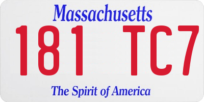 MA license plate 181TC7