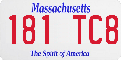 MA license plate 181TC8
