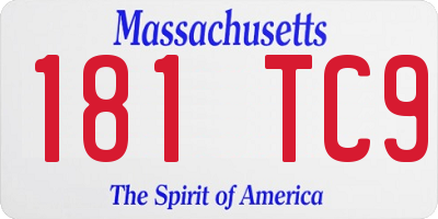 MA license plate 181TC9